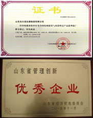 云南变压器厂家优秀管理企业证书